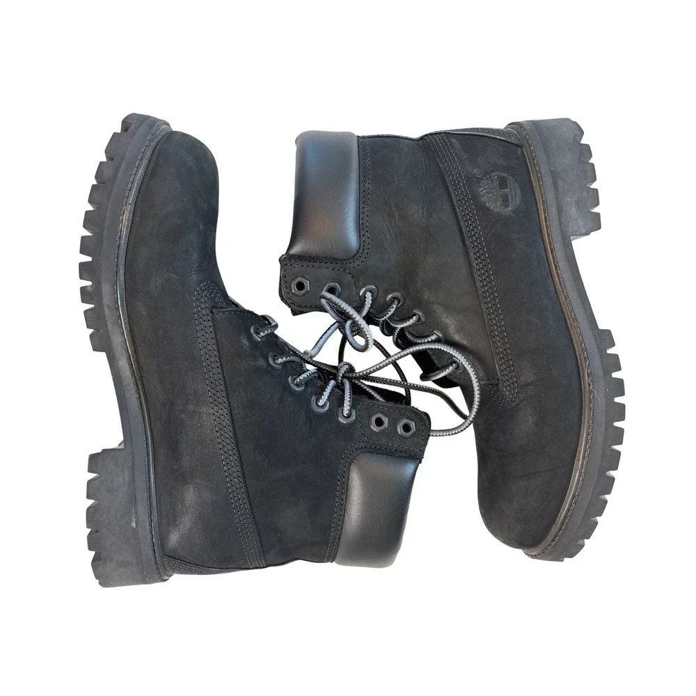 Timberland 6-Inch Premium Waterproof Boots Black Mens 6.5 WIDE Leather 10073